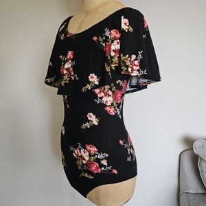 Floral Black Bodysuit